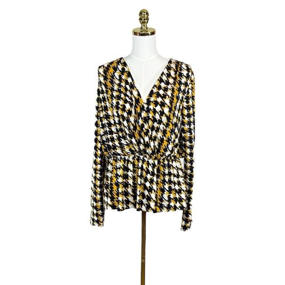 Woman’s Anne Klein houndstooth wrap blouse size L - Picture 1 of 4